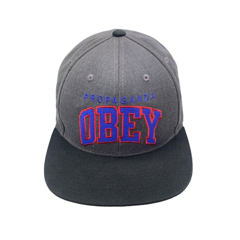 Obey Propaganda Snapback Hat Mens Gray Black Green Underbrim Wool